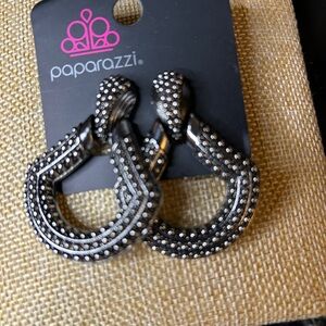 Paparazzi Dazzling Black and Silver Earrings